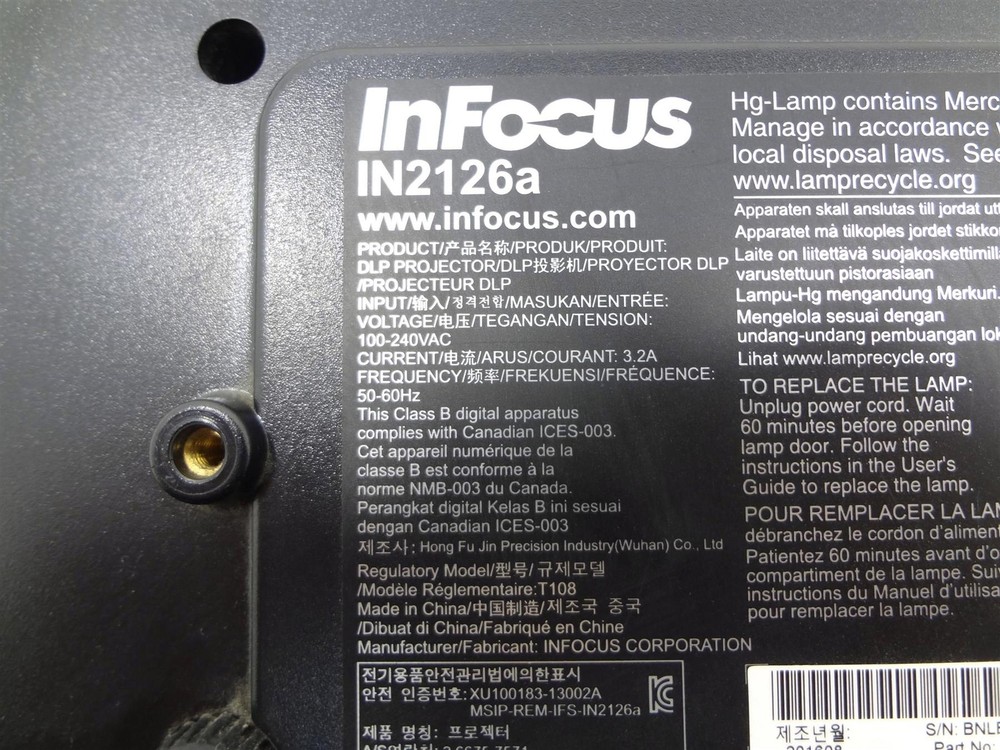 InFocus IN2126a HDMI DLP Projector - 3D Ready - Lamp Runtime: 910 Hrs