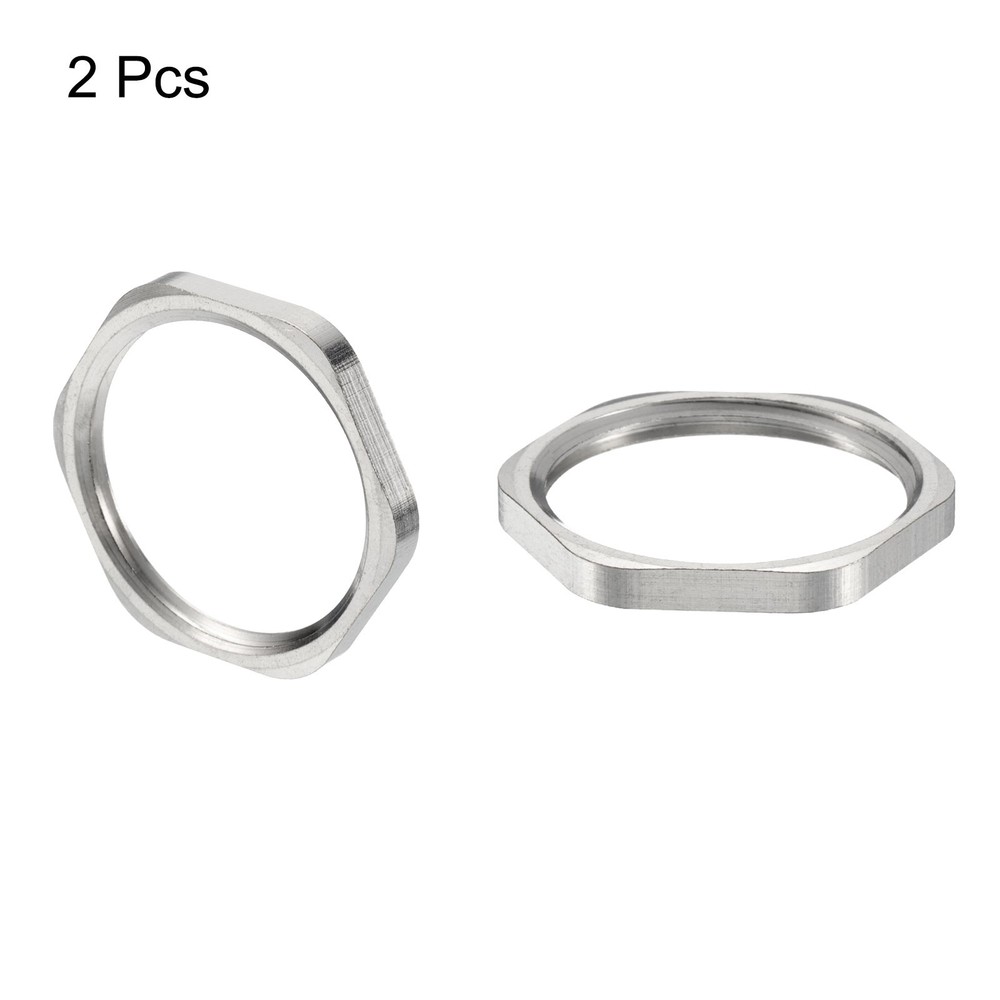 2PCS Cast Pipe Fitting Hex Locknut Nut NPT1" Female Thread Silver Tone