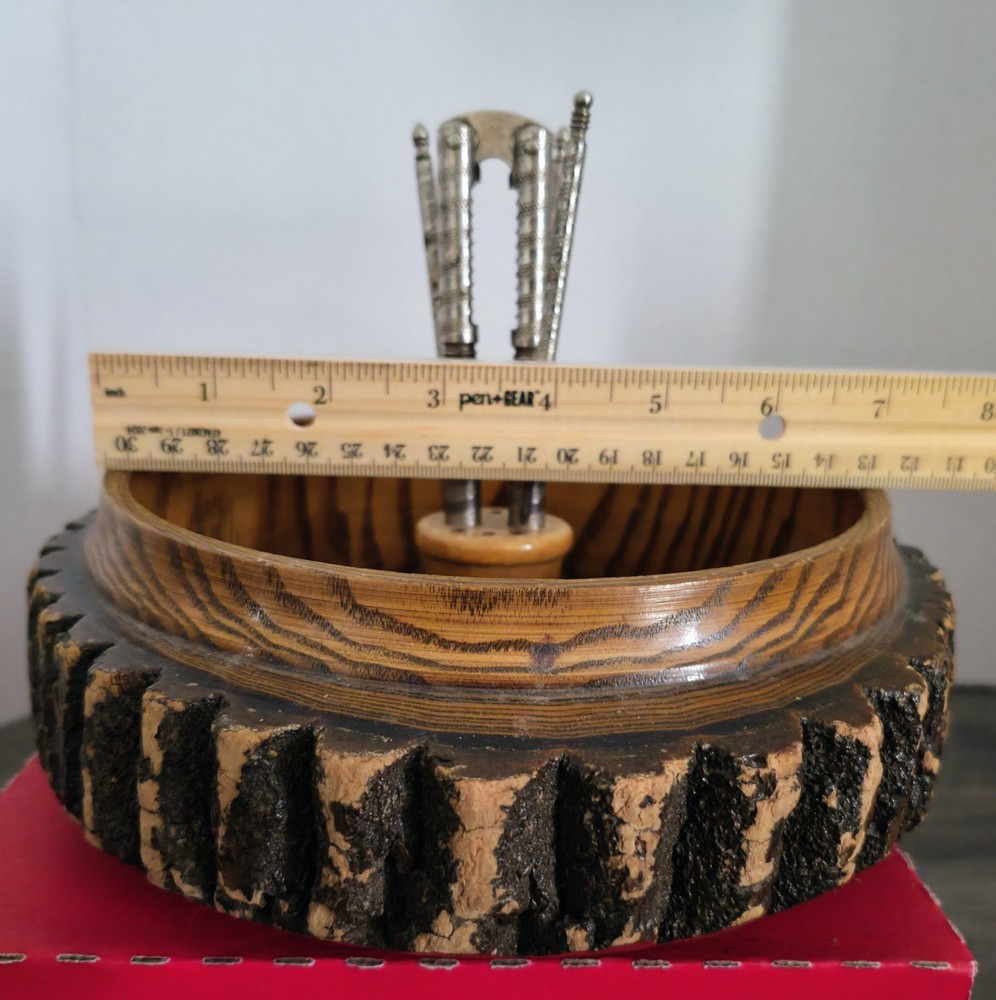 Wood Tree Bark Wooden Nutcracker Bowl Set With Nutcracker & 3 Picks
