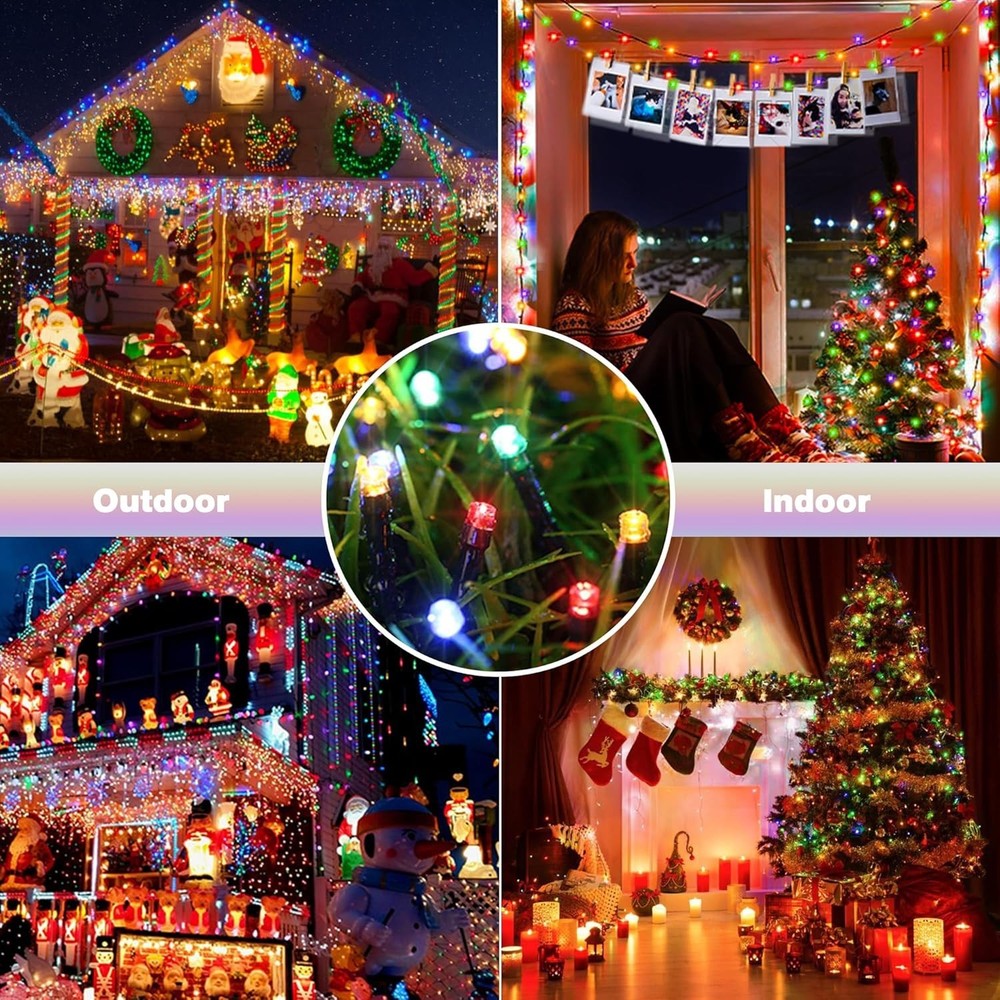 328FT 1000LED String Lights Outdoor Waterproof 8 Modes Timer Multicolor