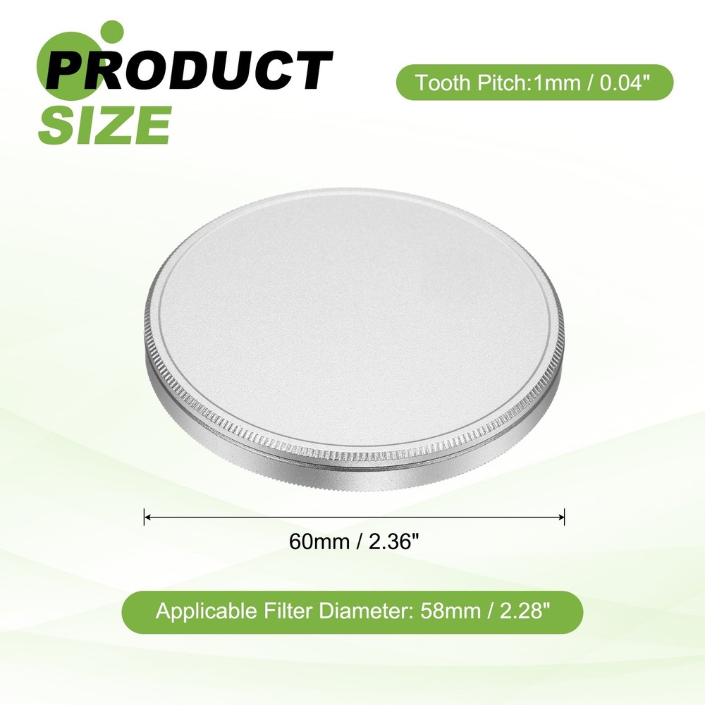 58mm Metal Lens Cap Universal Lens Filter Stack Cap Slim Stack Silver