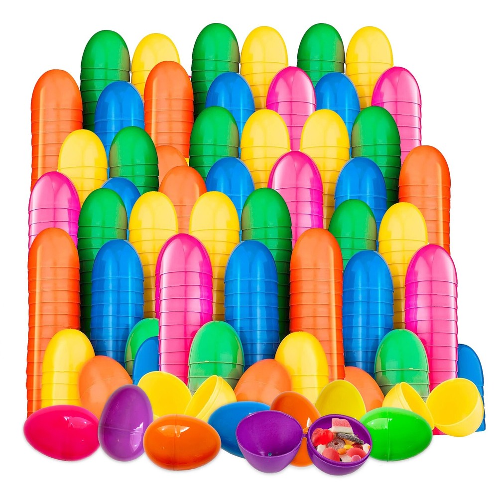 50/200 PCS 2.25" Plastic Easter Eggs Empty Easter Eggs Fillable Bright Eggs Bulk