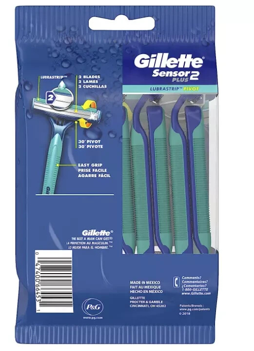 Gillette Sensor2 Plus Pivoting Head Men's Disposable Razors, 10 Count
