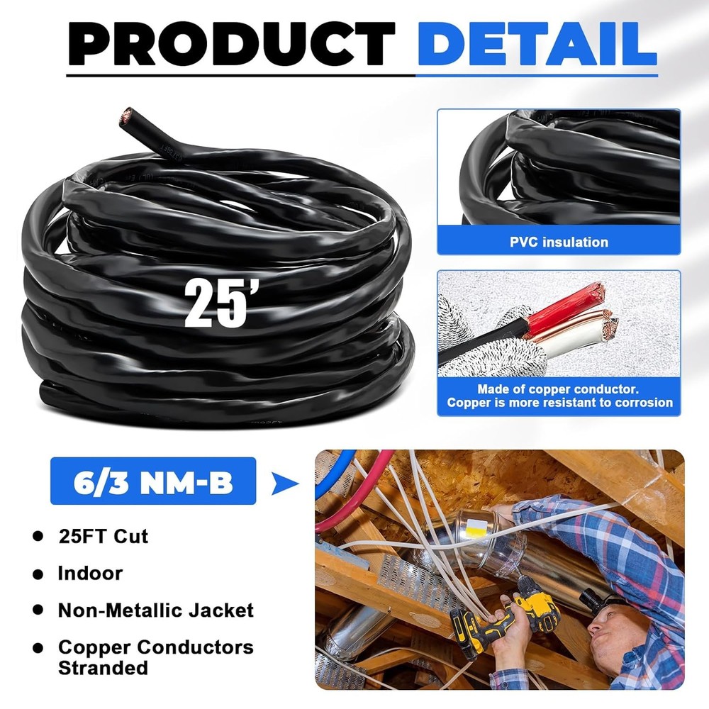 25 Ft 6/3 NM B Electrical Wire