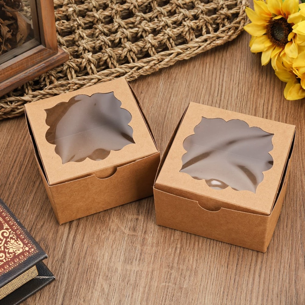 50pcs Cookie Boxes with Window Bakery Boxes Small Treat Boxes Mini Pie Boxes ...