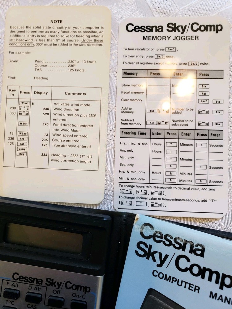 Jeppesen Cessna Sky/Comp Pilot Computer memory jogger in Case
