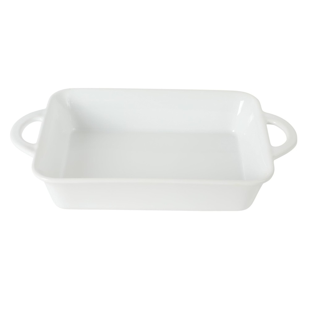 Gibson Home Gracious Dining 2.5-Quart White Stoneware Baking Dish with Handle...