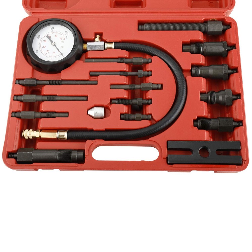 18Pcs Diesel Engine Compression Gauge Tester Kit Cylinder Pressure Test Tool Set