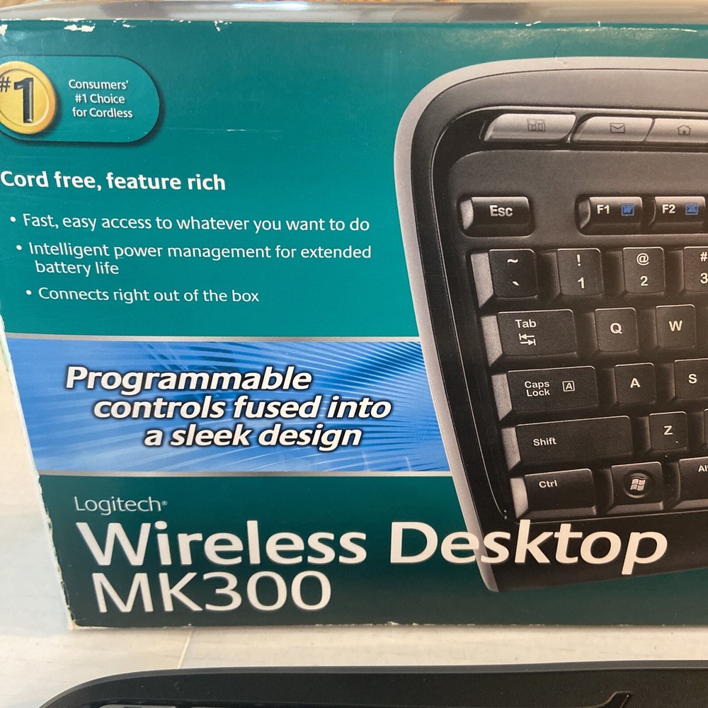 Logitech MK300 Wireless Desktop Keyboard Mouse Receiver Tested Working/ Computer