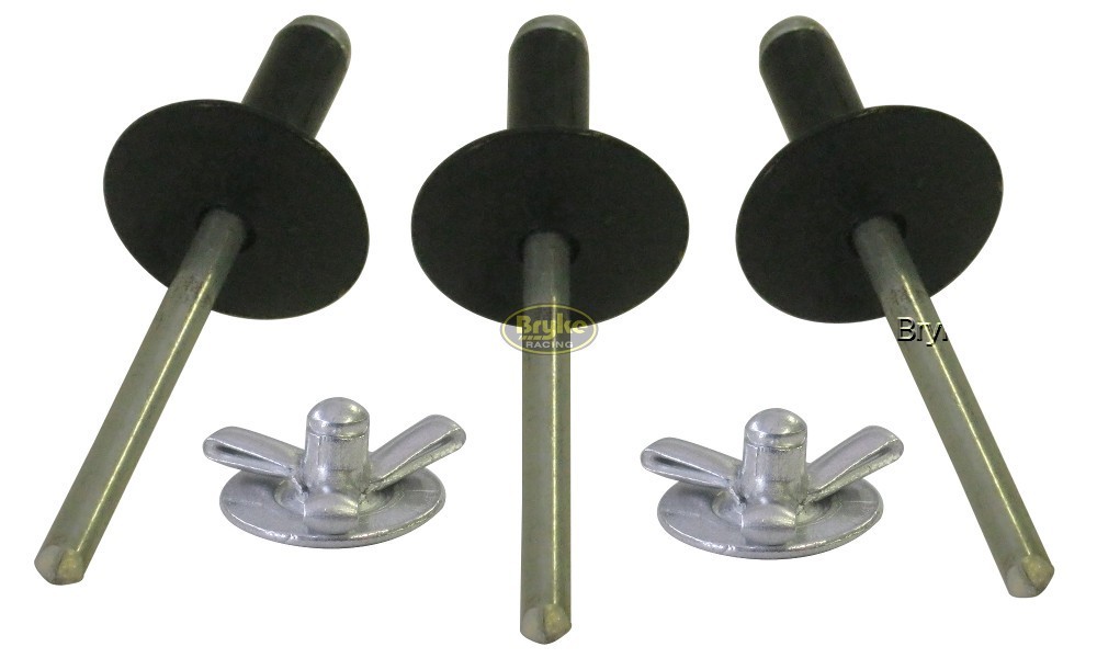 Exploding Large Head Black Rivets Pop Rivet 250 Tri-fold Racing Fasteners USMTS