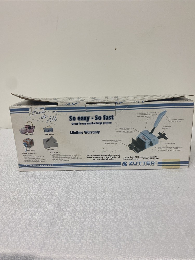 Zutter Bind It All Comb Binder Punch Blue Model 2648