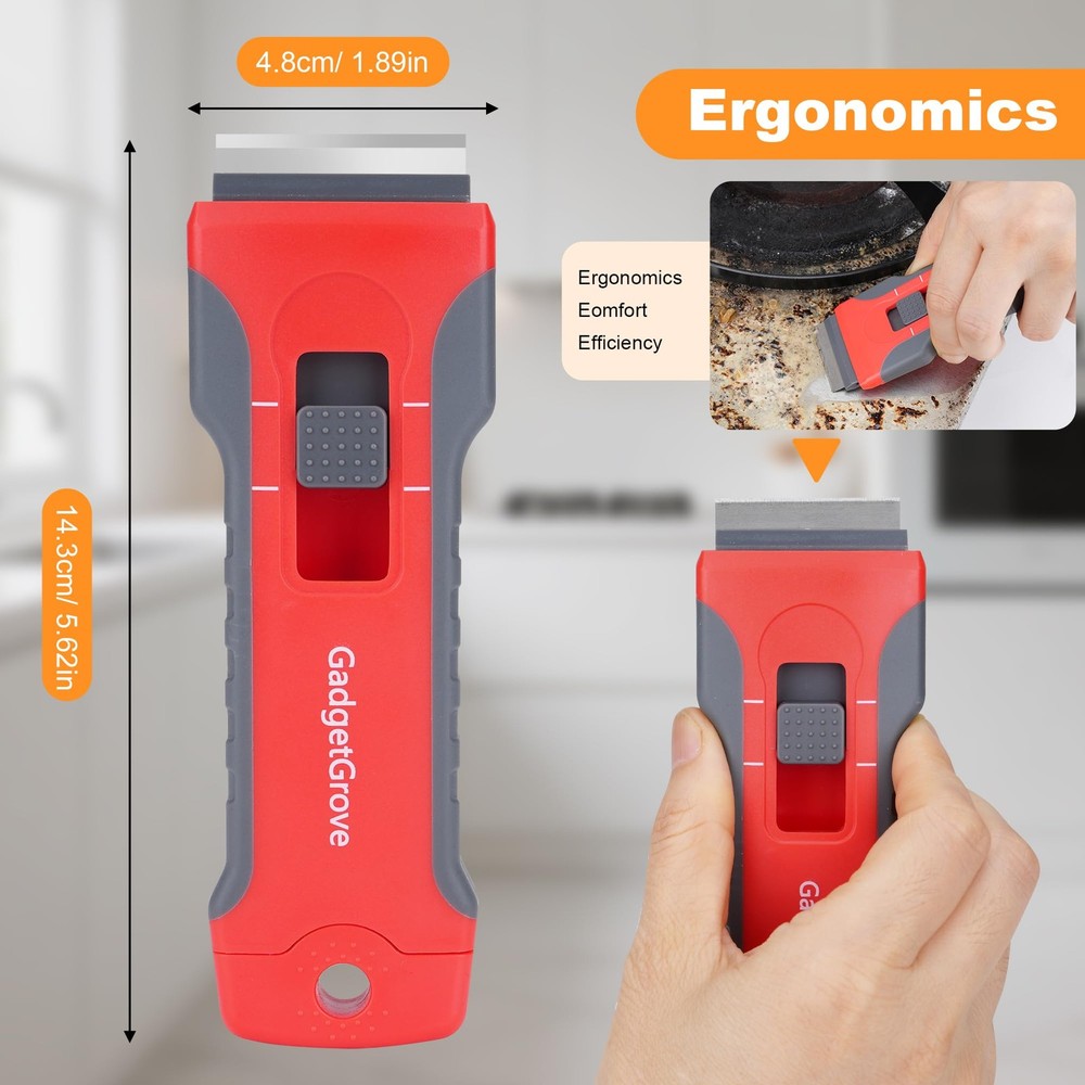 Razor Blade Scraper with 2 Pcs Plastic Scraper Tool for Cooktop Oven Window