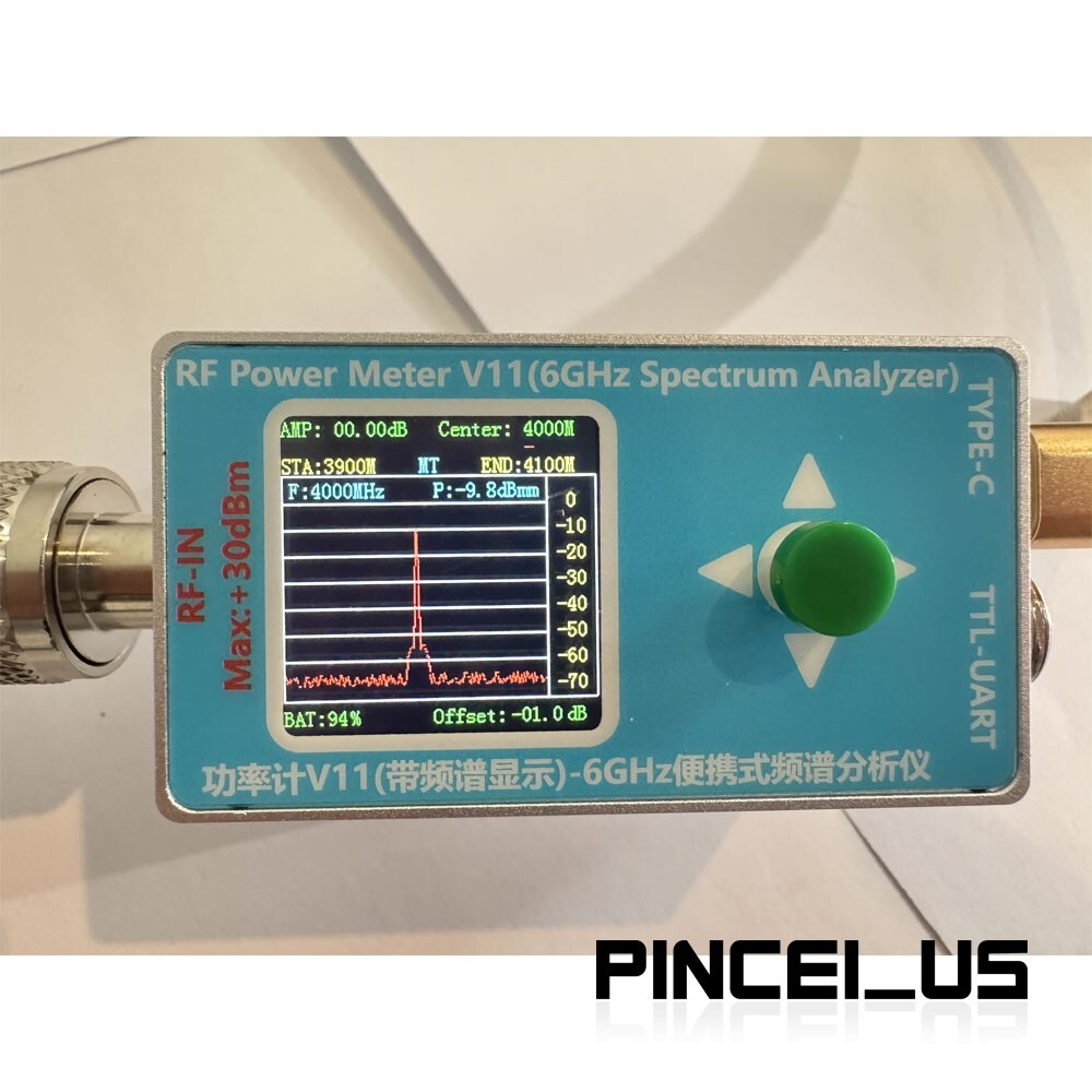 2-in-1 N-type RF Power Meter V11 & 6GHz Spectrum Analyzer (Unit + Type-C Cable)
