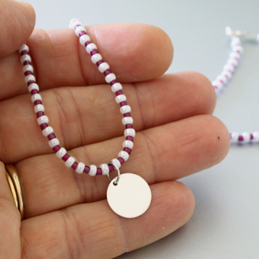 Rhodium Dot Necklace with Beaded Chain