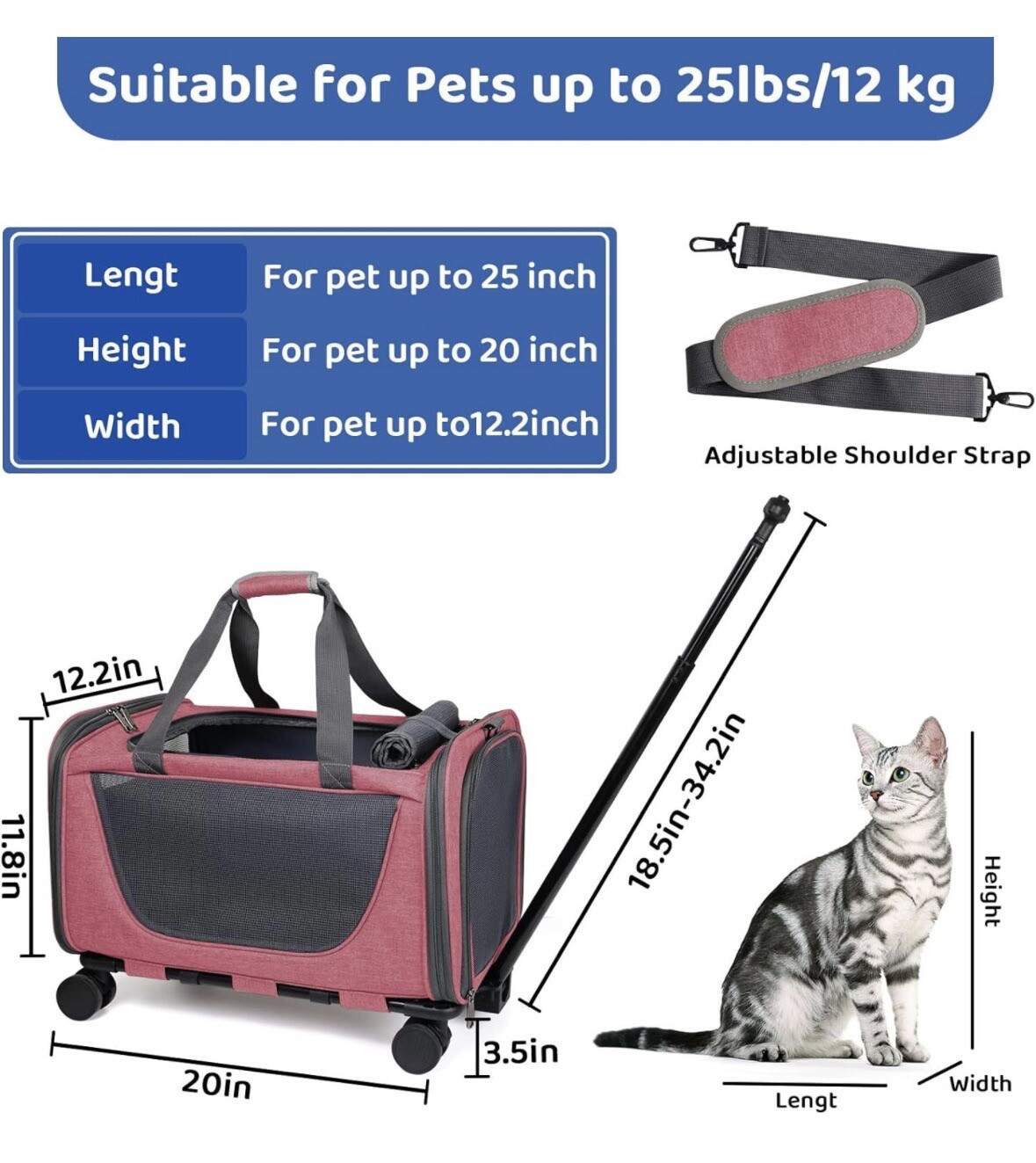 pet stroller pet bag Trolley Wheels Dog Cat Traveling Camping