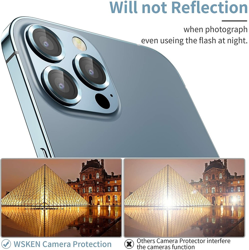 For Apple iPhone 12 13 Pro/Max 3 PC Ring Tempered Glass Camera Lens Protector