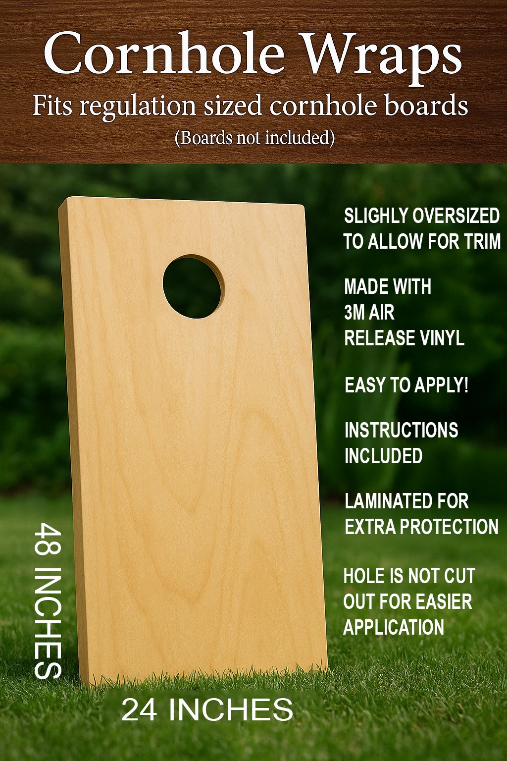 Laminated Cornhole Board Wraps – USA Flag & Eagle – High Quality Vinyl