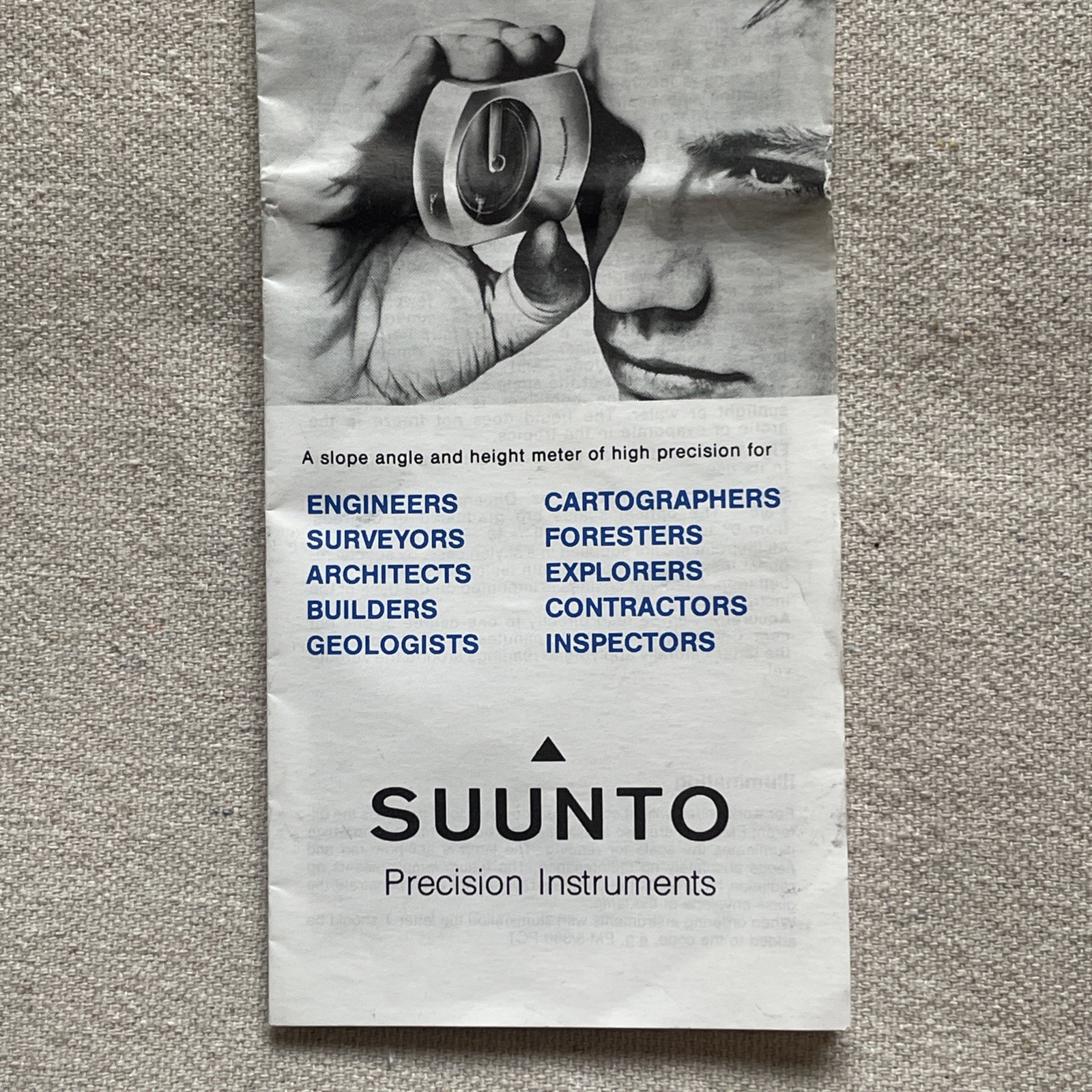 Suunto PM-5/360 PC Clinometer w/ Case Manual Instructions