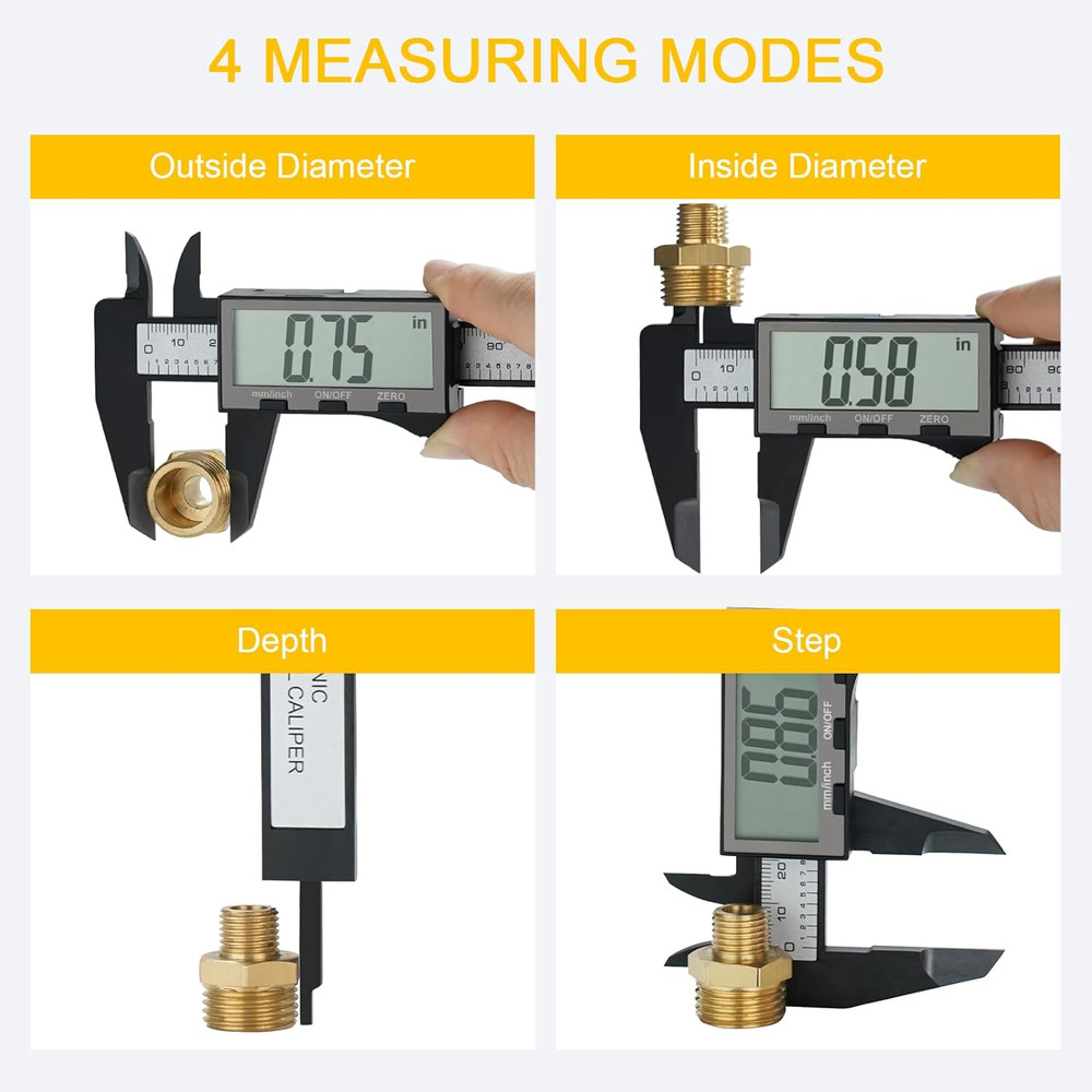 6 Inch Digital Dial Caliper with Large LCD Screen, Plastic Vernier