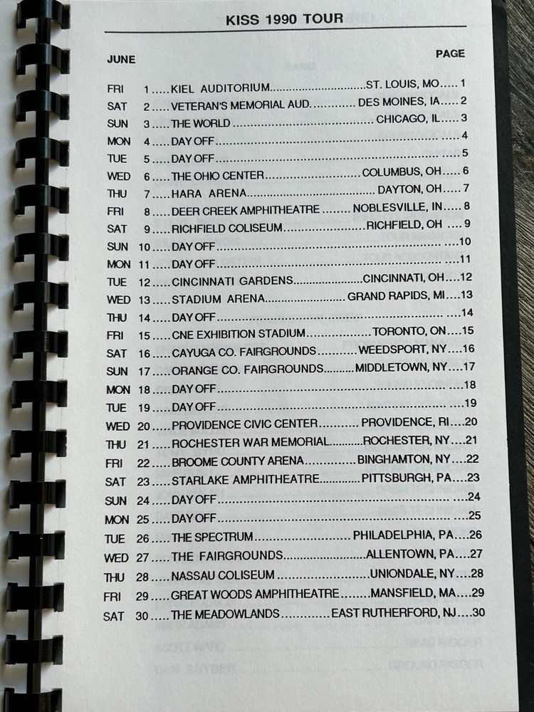 KISS Program Tour Itinerary Book Hot In The Shade Concert June Vintage Kiss