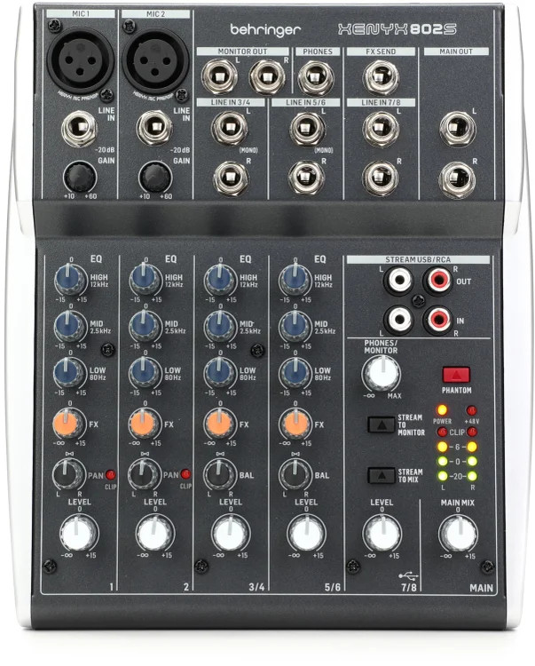 Behringer Xenyx 802S 8-channel Analog Streaming Mixer
