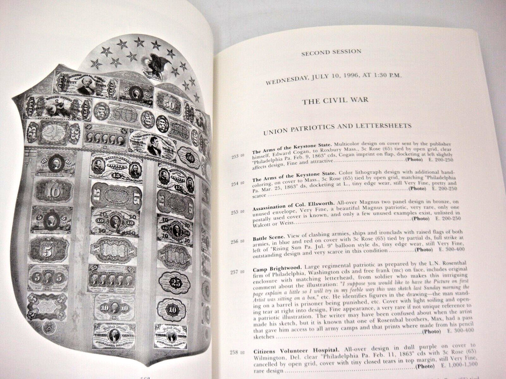 Siegel Stamp Auction Catalog Autographs Civil War Postal History Manuscripts 779