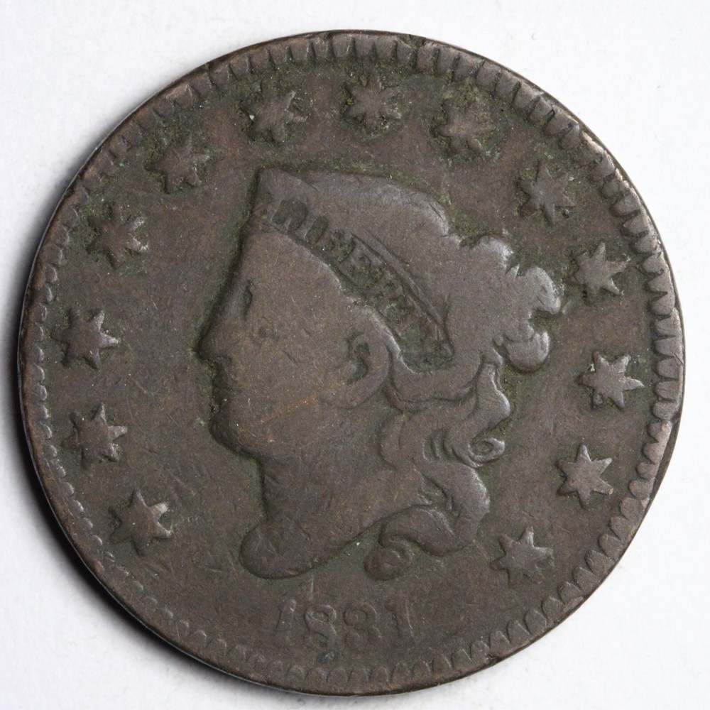 1831 Coronet Head Large Cent CHOICE VG E122 SNT