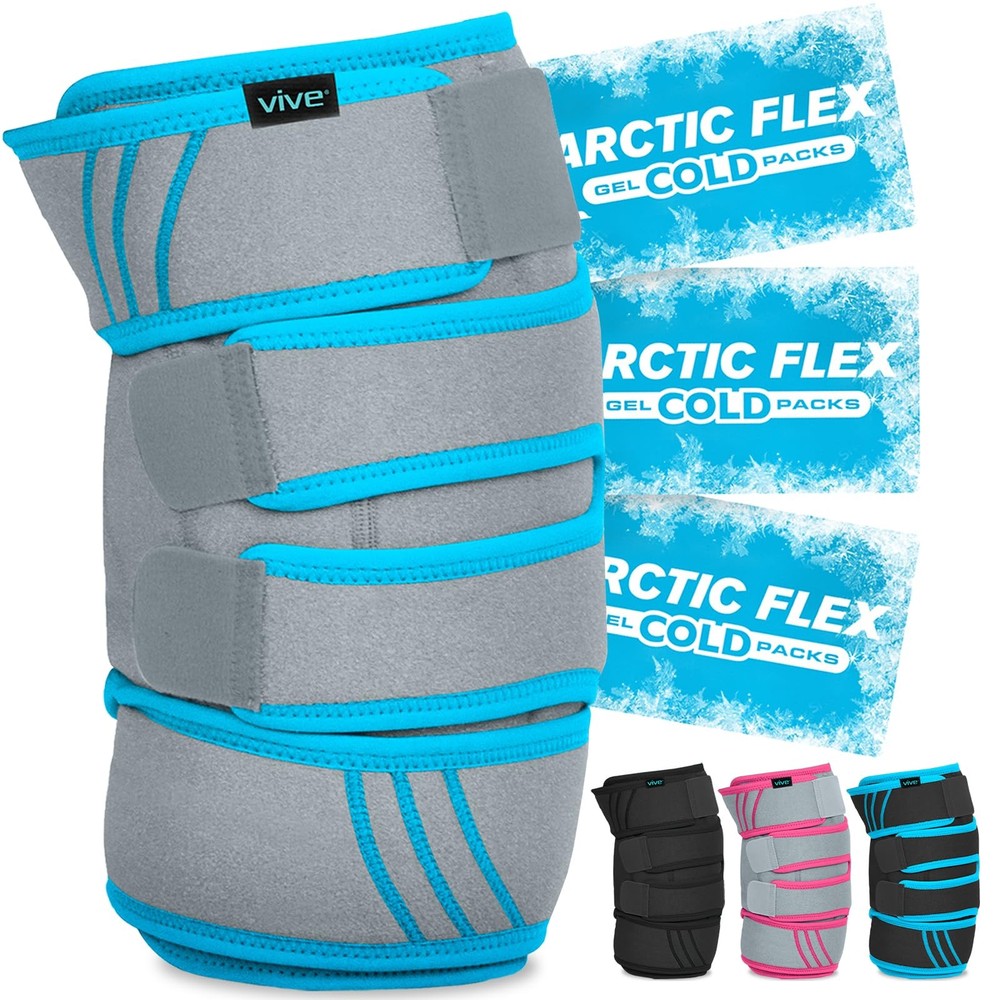 Vive Knee Ice Pack Wrap - Cold/Hot Gel Compression Brace, Adjustable, Arthritis