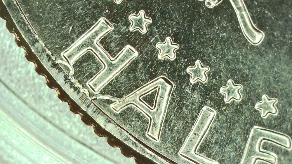 Kennedy Half Dollar Error - Pre Cud Die Crack