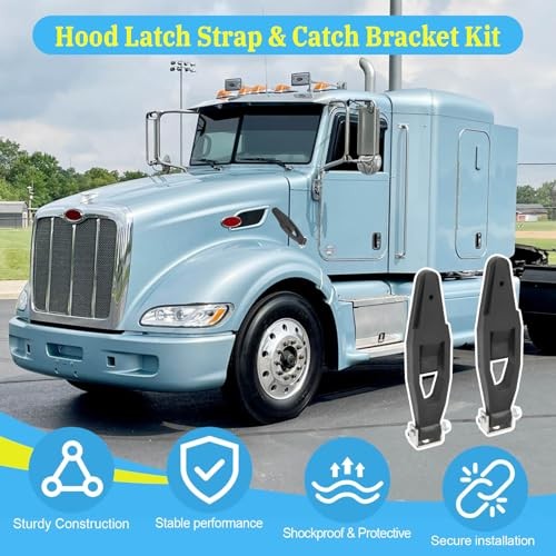 2 Pack Hood Latch Strap with Catch Bracket Rubber Hood Latch Base Replacement
