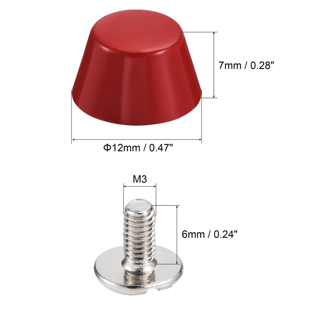 12x7mm Rivet Studs Screw Back Flat Cable Feet Stud Red Tip 10pcs