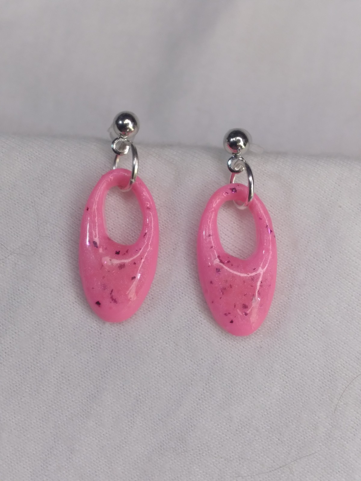 Handcrafted Beaded Pink Polymer Clay Pendant Memory Wire Choker Earring Set