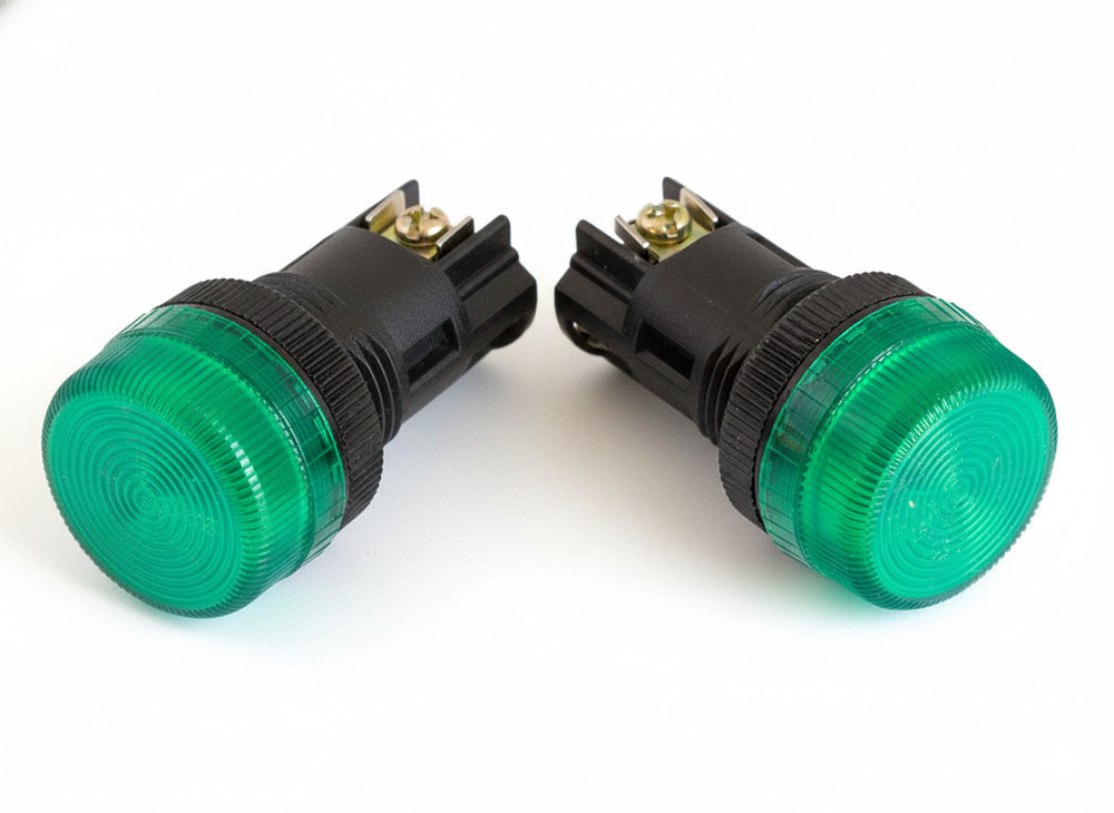 NPL-22 ATI Green LED Pilot Indicator Light 22mm 12V DC Replaceable Lamp (2PCS)