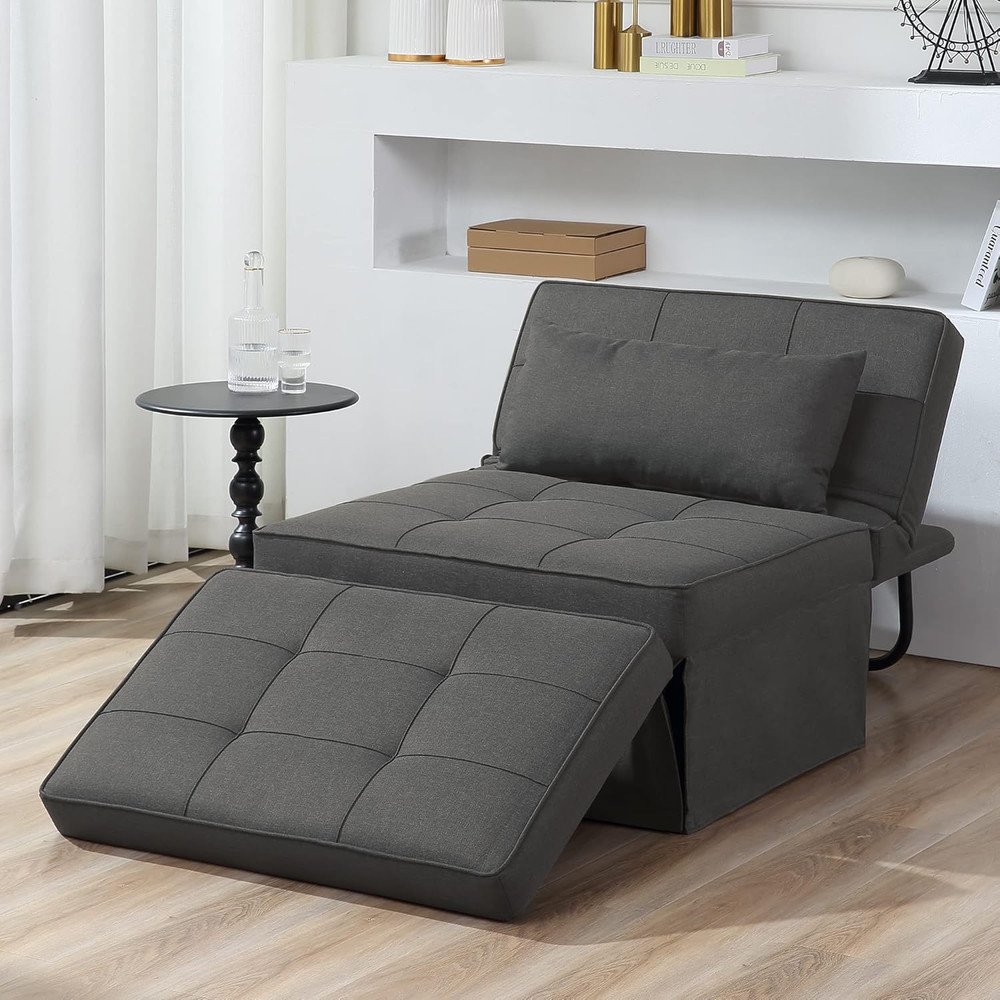 BIGSYY Sofa Bed, 4 in 1 Multi-Function Folding Ottoman Breathable Linen Couch Be