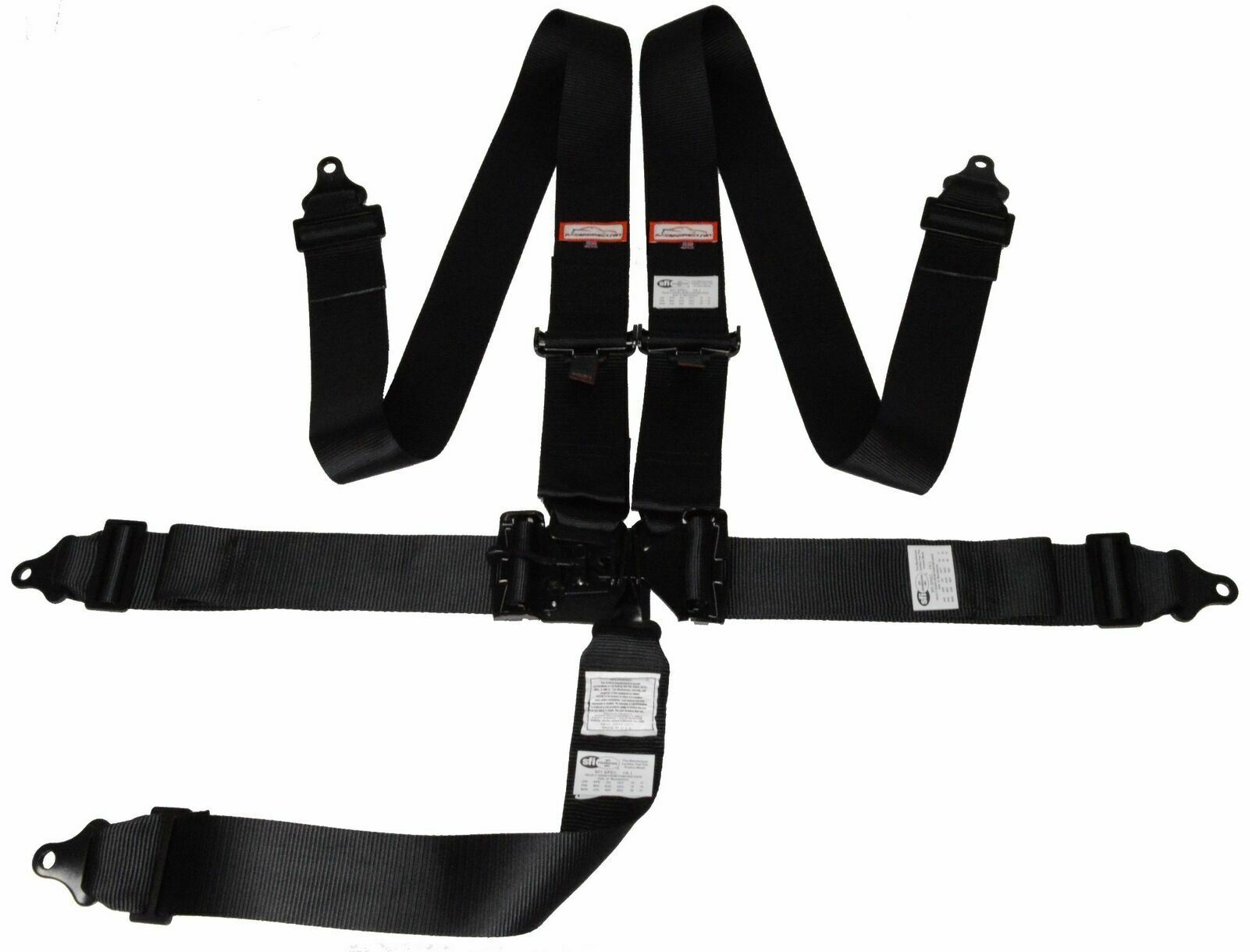 BRACKET RACER RACING HARNESS SFI 16.1 LATCH & LINK FLOOR MOUNTED 5 POINT BLACK