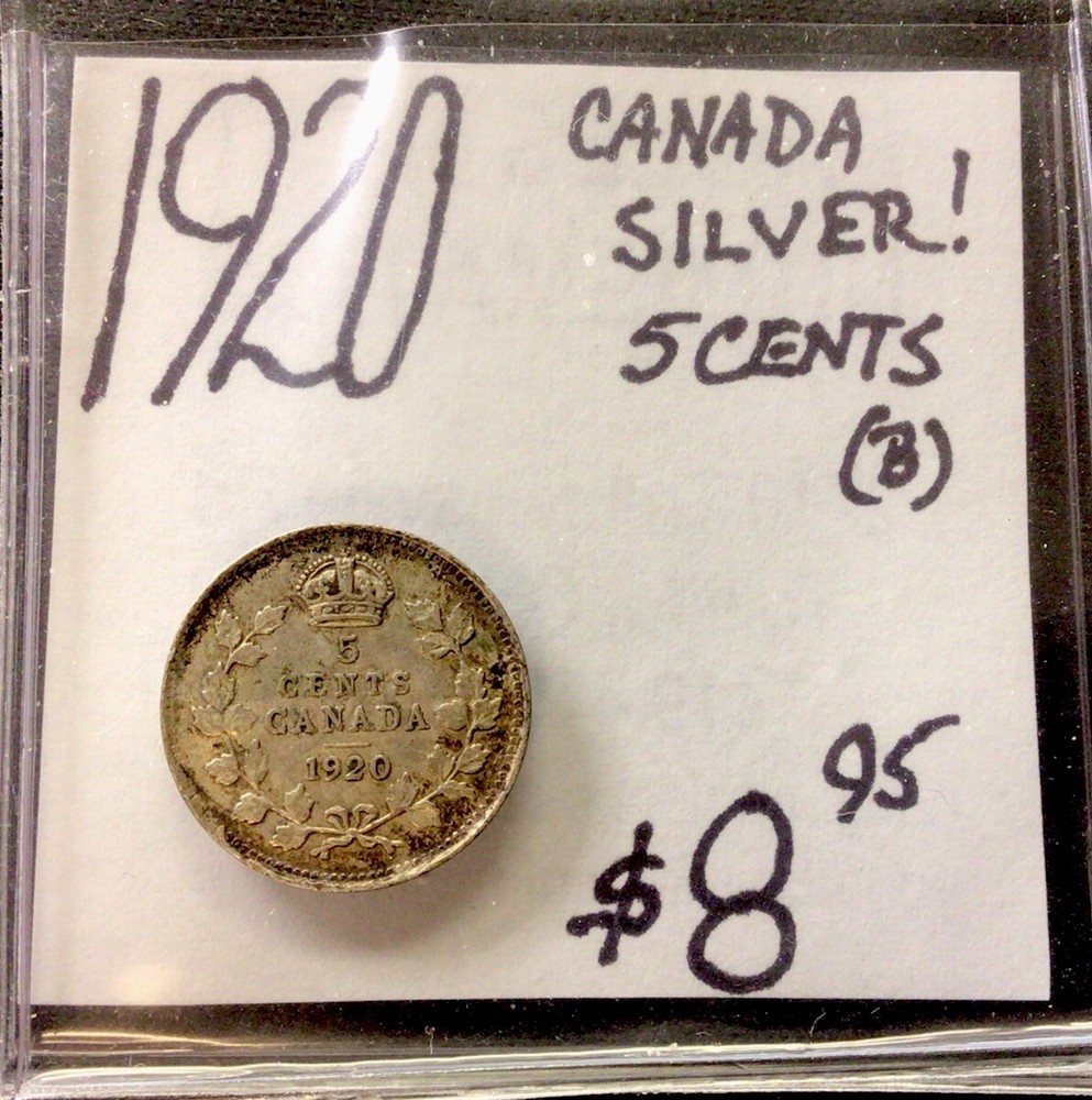 1920 Canada Silver! 5 Cents! ENN Coins