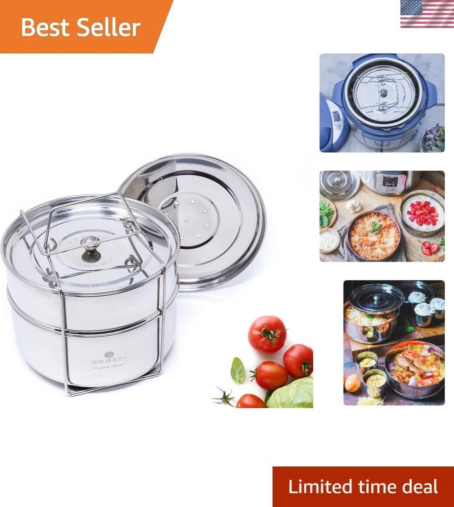 Elegant Extra Deep Steamer Insert for Instant Pot - 6/8 Quart with Baking Cups