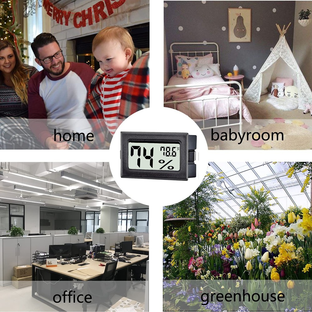TASOGEN 6 Pack Mini Digital Thermometer Hygrometer,Indoor Temperature Black