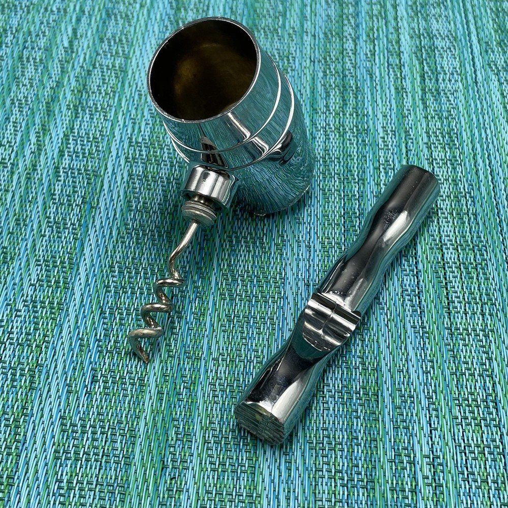 MCM Chrome Combo Bar Jigger Ice Hammer Corkscrew Bottle Opener Barware Muddler