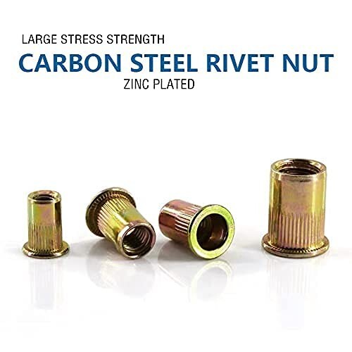 100pcs 1/4-20 Carbon Steel Flat Head Threaded Binding Rivet Nut Insert