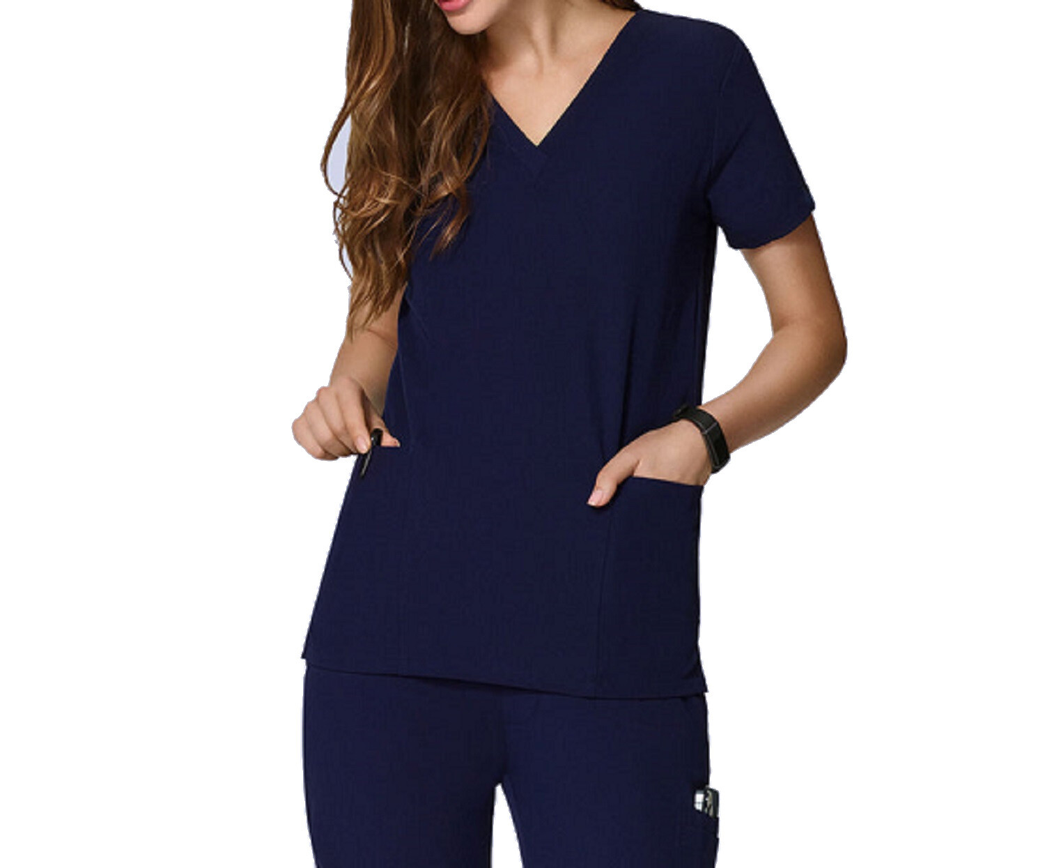 Women Scrub Top V Neck 2 Front Pockets Mandala TOP ONLY