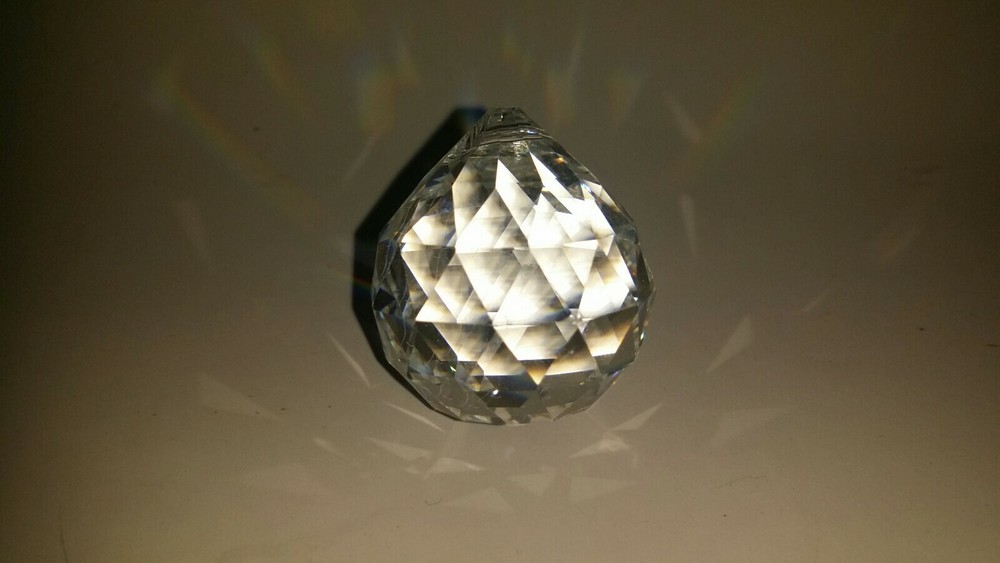Crystal Multi Faceted Clear Large Round Hanging