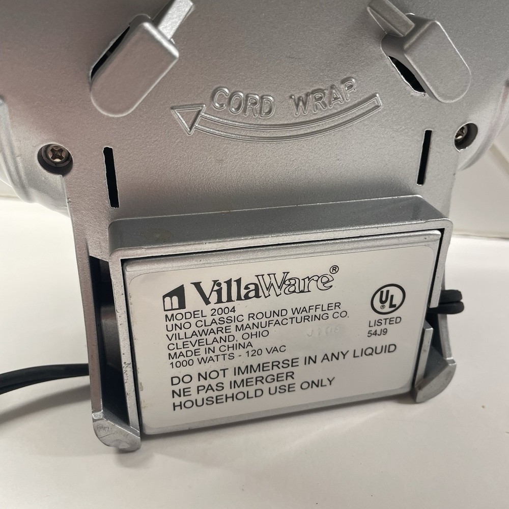 VillaWare Model 2004 Uno Classic Round Chrome Thin Waffler Maker