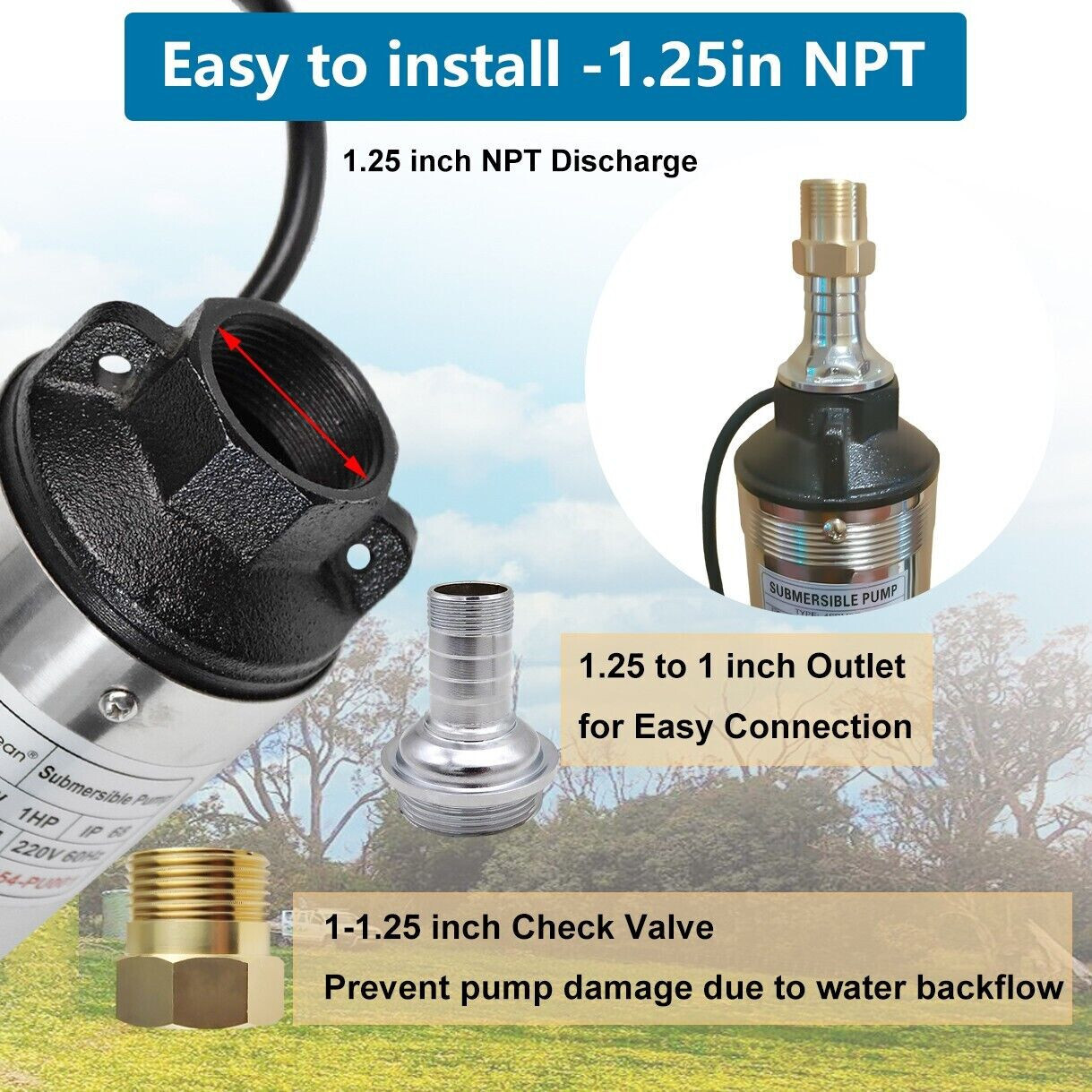 4" Deep Well Submersible Pump 1HP 110V 35GPM 207ft Max 100ft Cord w/Control box