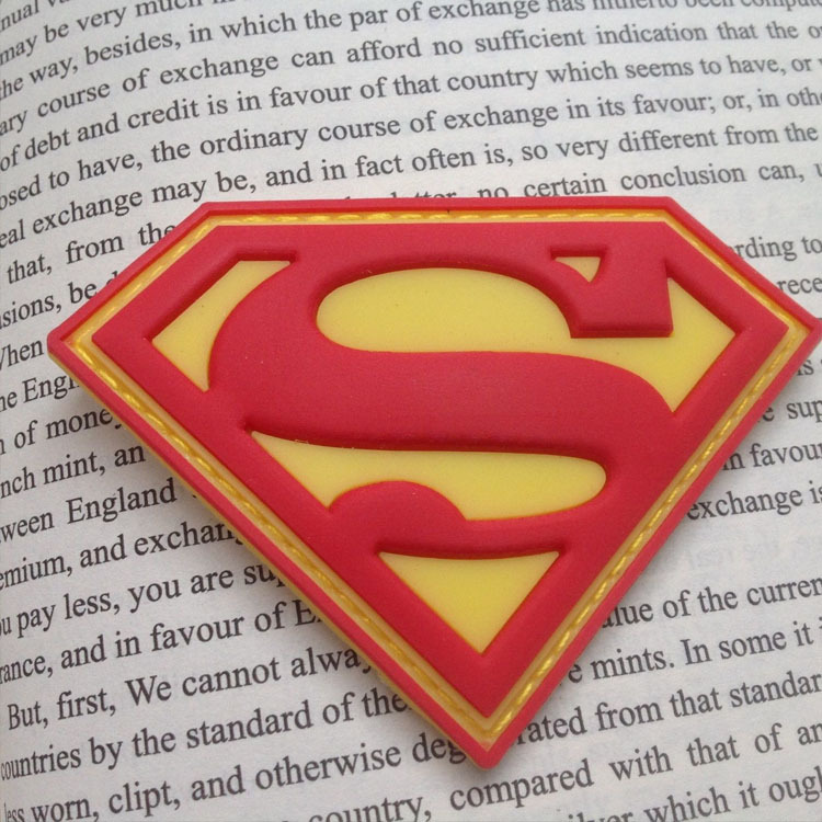 RED SUPER MAN SUPER HERO HOOK & LOOP BADGE TACTICAL 3D PVC PATCH