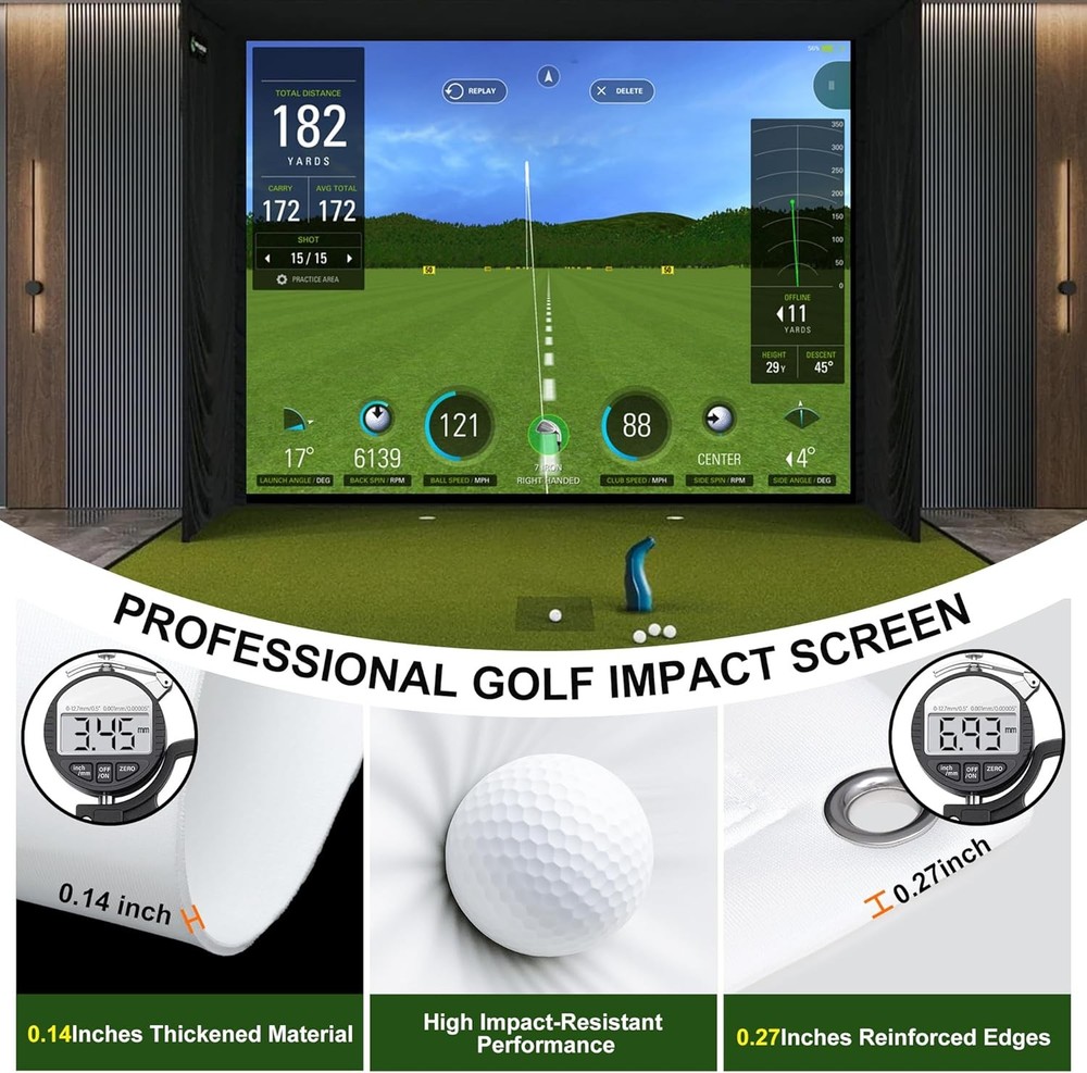 Fireproof Golf Simulator Impact Screen, 3D Air Mesh Impact Screen for Golf Train
