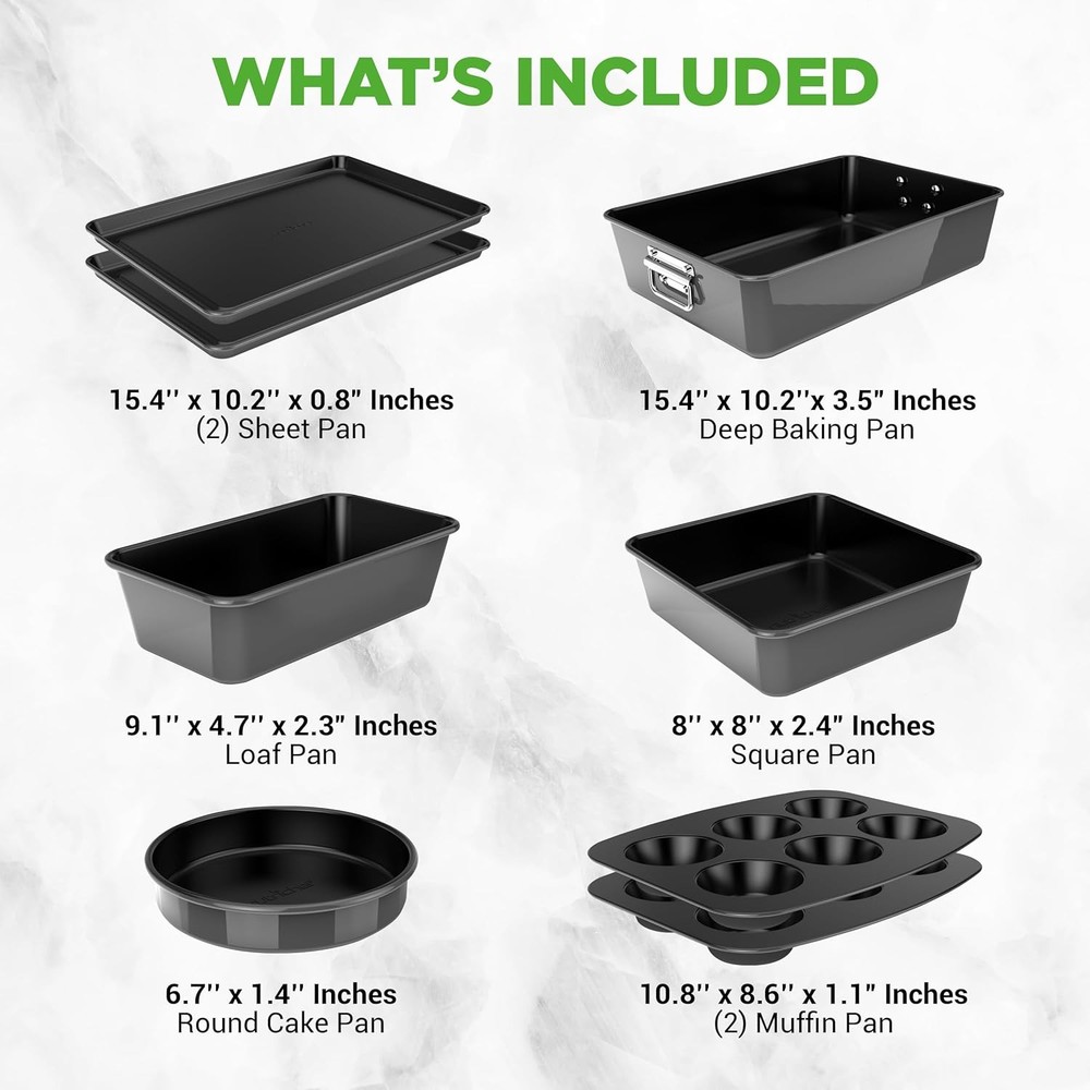 8-Piece Stackable Nonstick Bakeware Set Premium Steel Baking Pans Set Includes