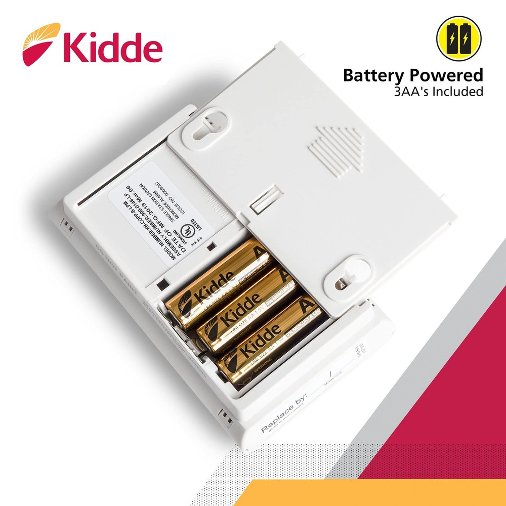 Kidde Carbon Monoxide Detector, AA Battery Powered CO Alarm with LEDs,