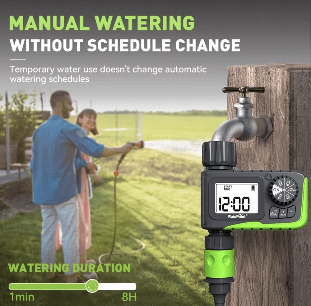 Rainpoint 1-Zone Water Timer ITV105 Water/Rustproof Rain Delay Watering - NEW