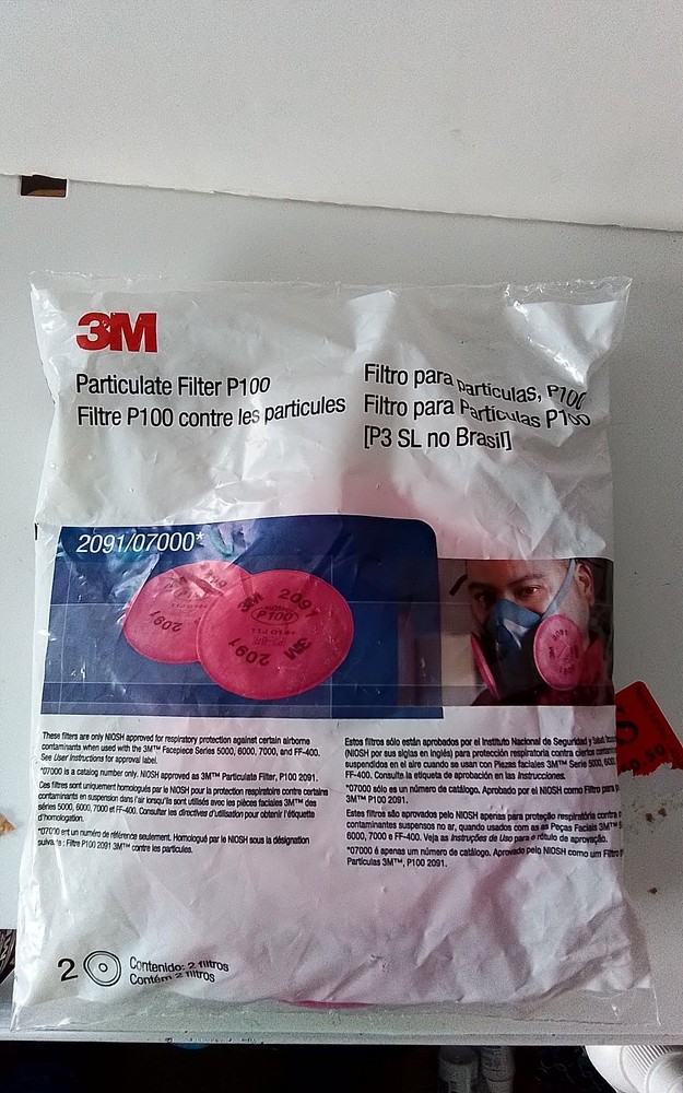 3M P100 Particulate Filter - 2091 - 07000Standard Size - 2 Pack New